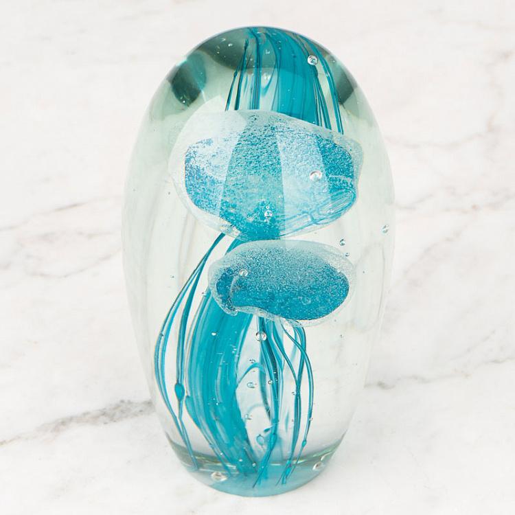 Пресс-папье Две синие медузы 3 Glass Paperweight 3 Blue Jellyfish