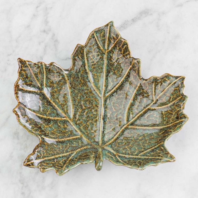 Керамическое блюдо Зелёный лист Ceramic Green Leaf Dish