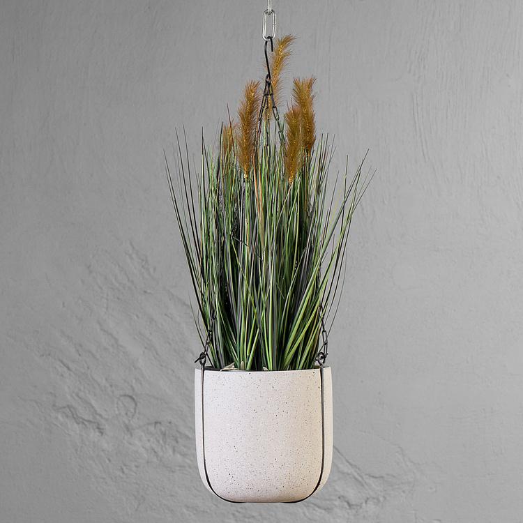 Подвесное серо-белое кашпо-чаша Эффектори Бетон, S Effectory Beton Hanging Bowl White Sand Small