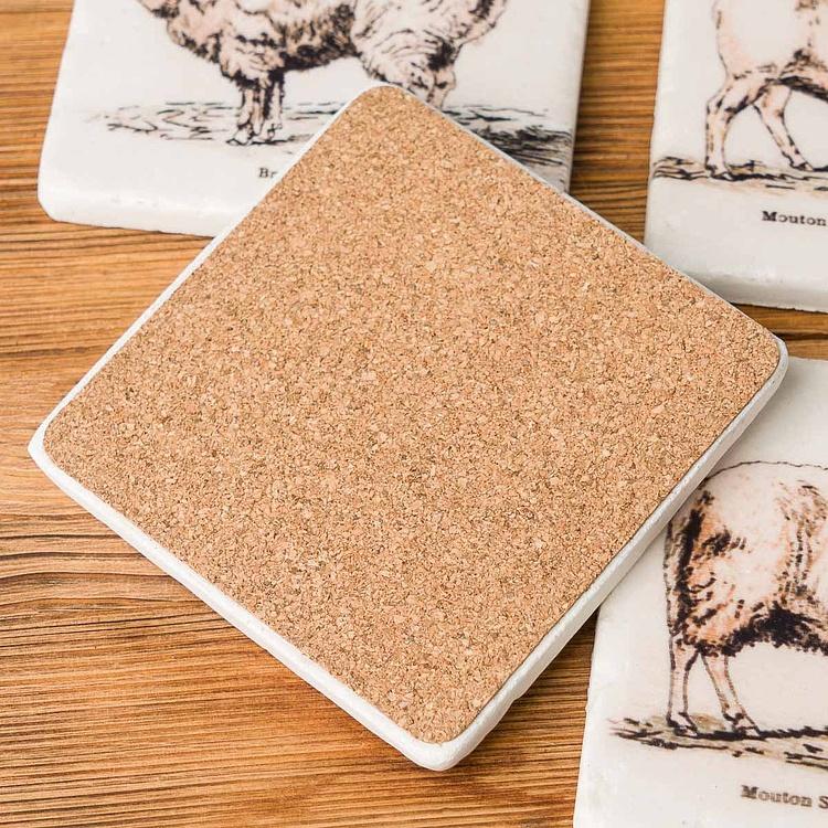 Набор из 4-х подставок под стаканы Set Of 4 Stone Coasters Sheep - ракурс 7