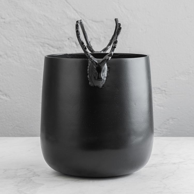 Чёрное ведро для льда с головами оленей Deer Heads Ice Bucket Black