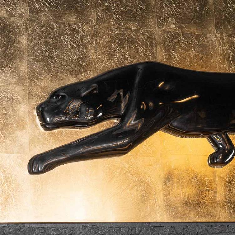 Картина Пантера, золотая поталь Panther Gold