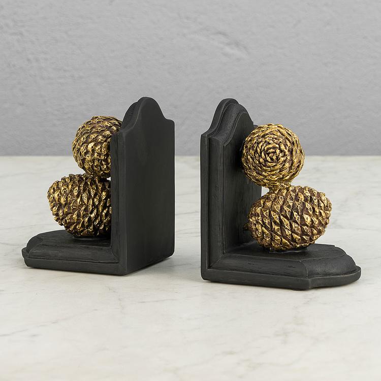 Набор из двух держателей для книг Сосновые шишки Bookends Pinecones