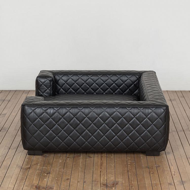 Чёрный диван для собак/кошек Эдоардо с прострочкой Бентли, L Edoardo Sofa Large, Faux Leather Black