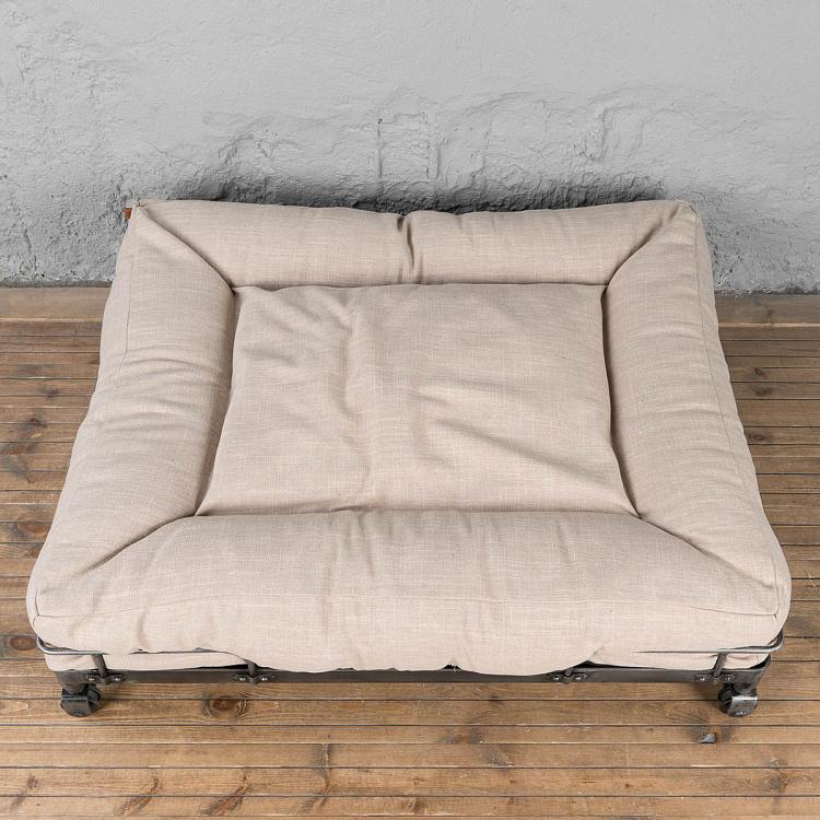 Бежевая лежанка для собак/кошек Оксфорд на колесиках, L Wheely Base With Oxford Cushion Large, Linen Ecru