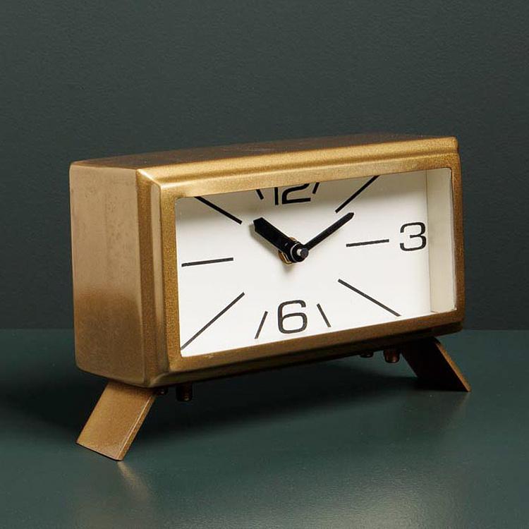 Прямоугольные настольные часы латунного цвета в винтажном стиле Rectangular Brass Patina Clock