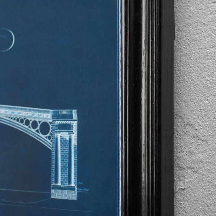 Картина-принт Лондонский мост с синим фоном, S Architectural London Bridge Blue Print Small