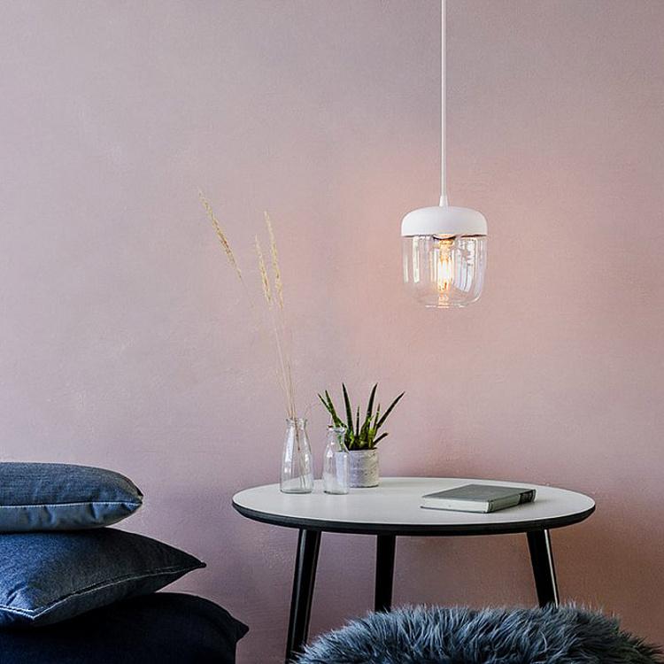 Белый подвесной светильник Жёлудь на белом проводе Acorn White Hanging Lamp With White Cord