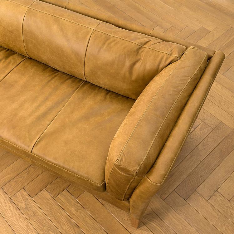 Трёхместный диван Lincoln 3 Seater, Bleached Oak PF натуральная кожа Cognac Grain - ракурс 6