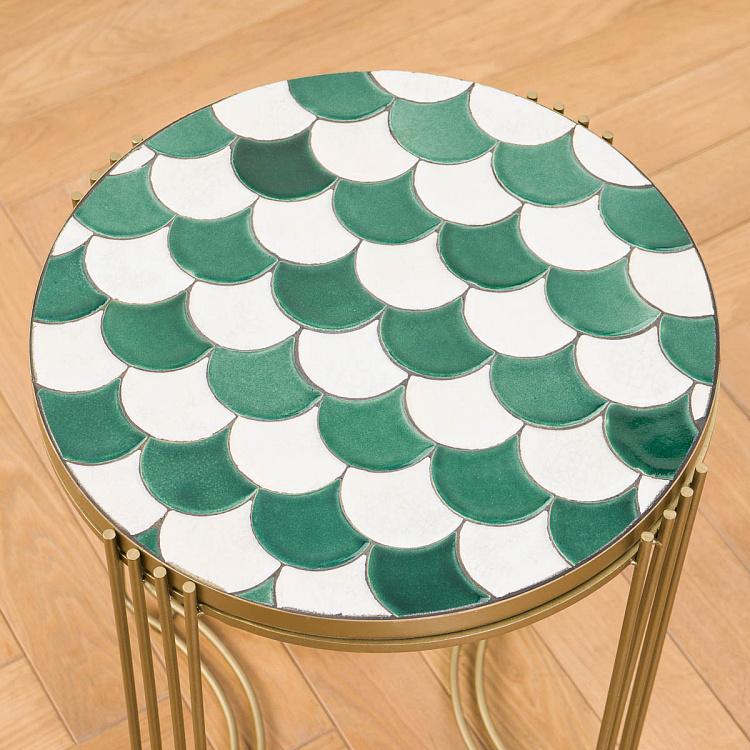Прикроватный столик со столешницей из керамической плитки Ортея Hortea Side Table Ceramic Tiles