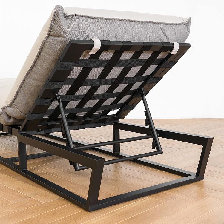 Садовый шезлонг-лежак Reef Lounger, Black акриловая ткань Light Stone - ракурс 11