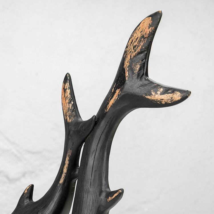 Статуэтка на подставке Две чёрные рыбы Black Fish On Base