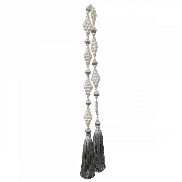 Garland With Pearls And Tassels Gray 90 cm