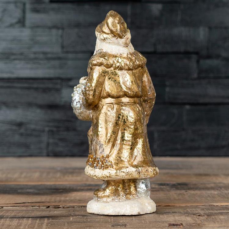 Новогодняя фигурка Санта с мешком подарков Paper Santa With Sack Gold/Cream 22 cm