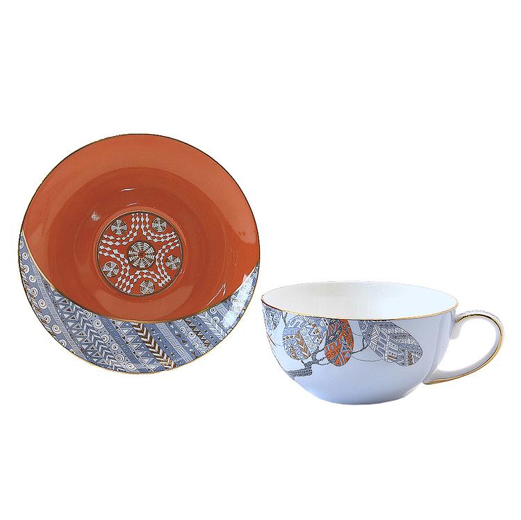 Чайная пара с деревом на кружке Африка Africa Tea Cup And Saucer Tree Blue
