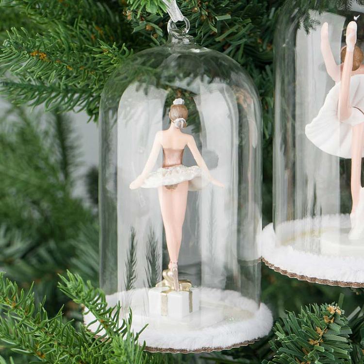 Набор из трёх ёлочных игрушек Балерины под стеклянным куполом Set Of 3 Glass Dome Ballerinas 15,5 cm