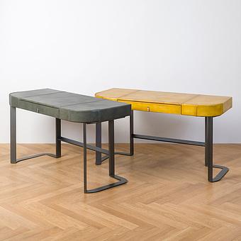 Письменный стол Saint Malo Desk, Black Matt Metal RM натуральная кожа Lawn Green Franco