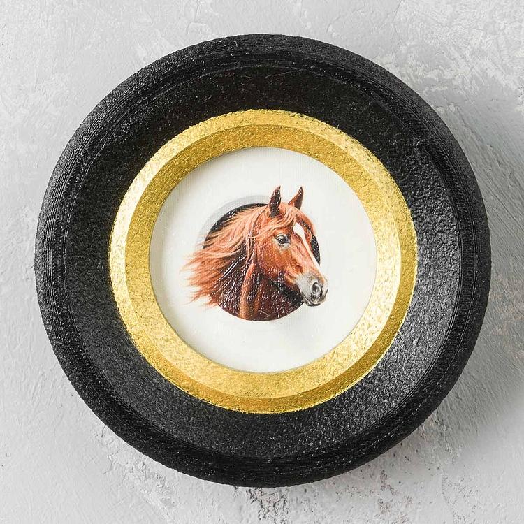 Картина в круглой раме Коричневая лошадь Brown Horse Painting In Round Frame