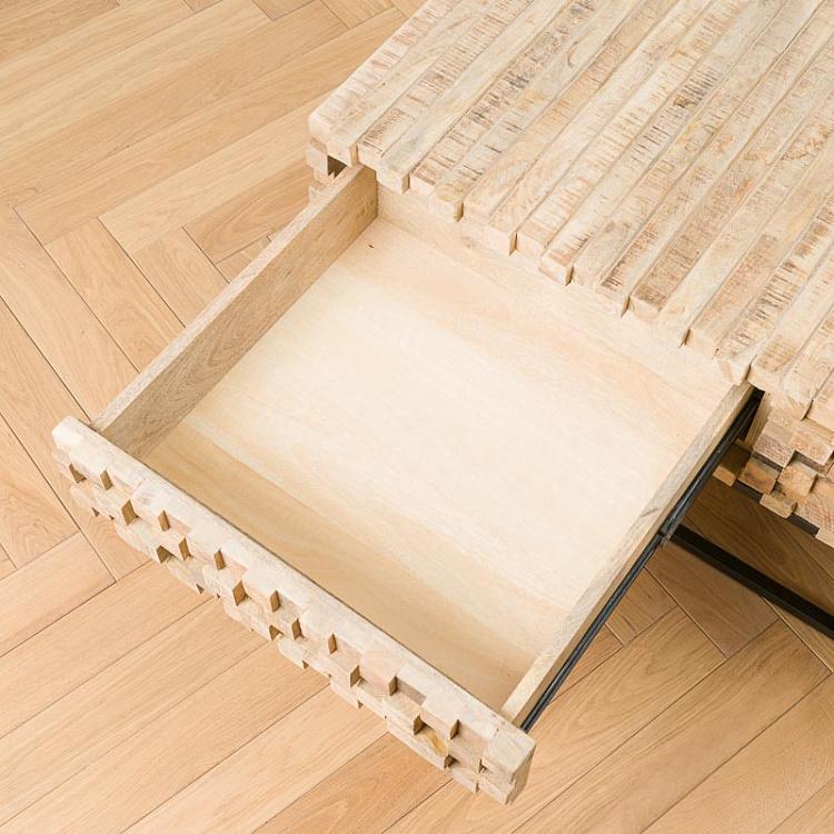 Журнальный стол с двумя ящиками из дерева манго Трики Tricky Coffee Table With 2 Drawers Mango Wood