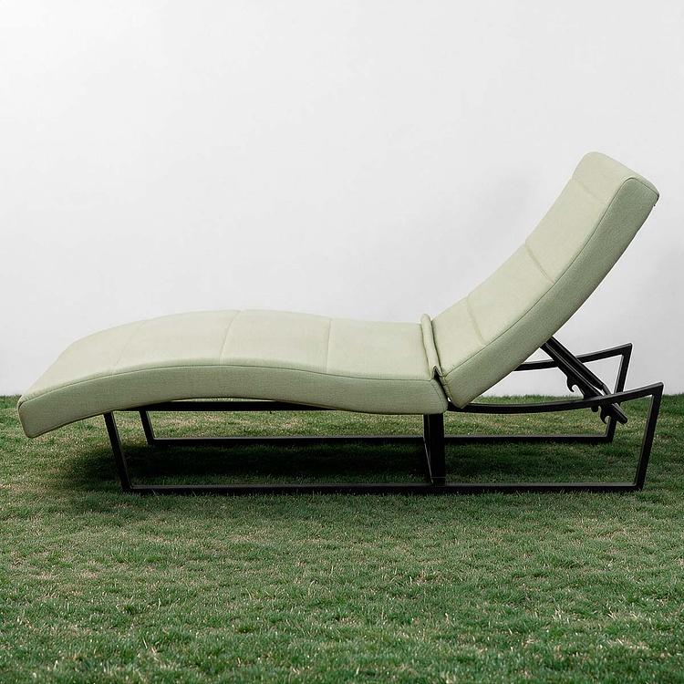 Садовый шезлонг-лежак Wave Lounger, Black акриловая ткань Almond - ракурс 4