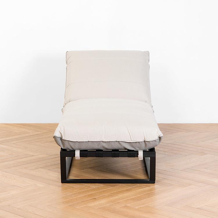 Садовый шезлонг-лежак Reef Lounger, Black акриловая ткань Light Stone - ракурс 3