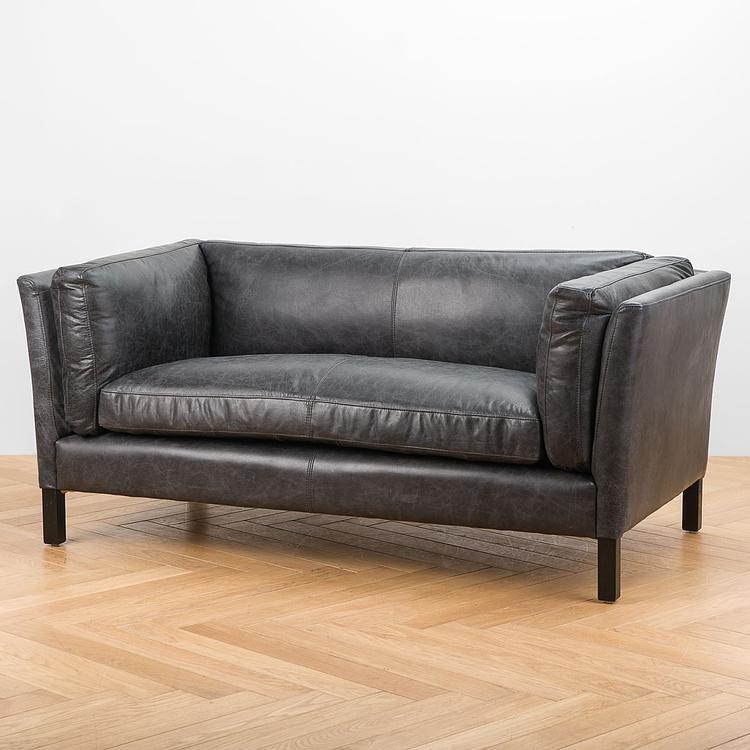 Двухместный диван Томми, чёрные ножки Tommy 2 Seater, Black Wood D