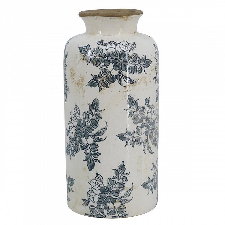 Ваза с узором из синих цветов, L Flower Vase Large Blue