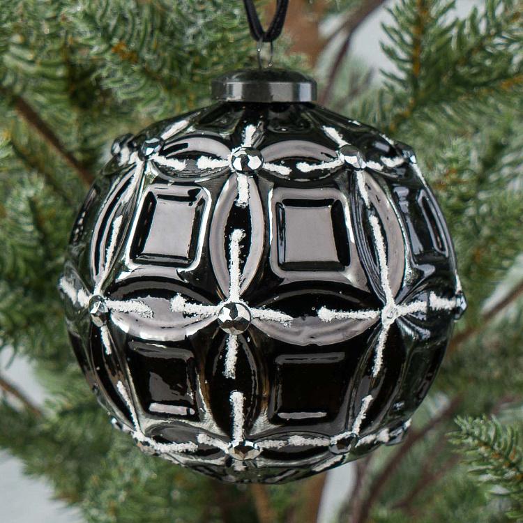 Ёлочный шар Чернённое серебро Ball Blackened Silver 10 cm