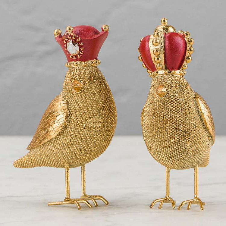 Set Of 2 Figurines Royal Bird Gold Red