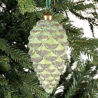 Ёлочная игрушка Matte Pine Cone Green 15 cm