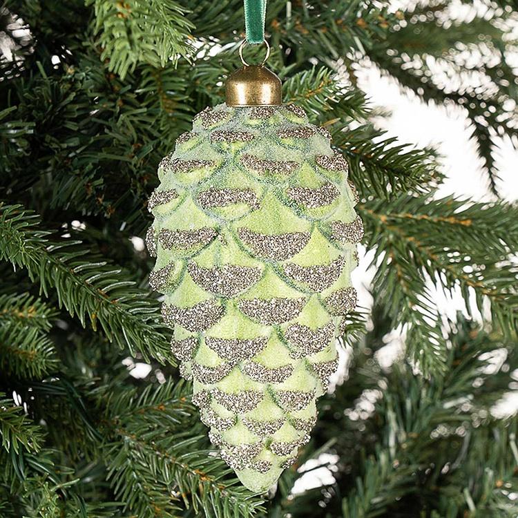 Ёлочная игрушка Матовая зелёная шишка Matte Pine Cone Green 15 cm