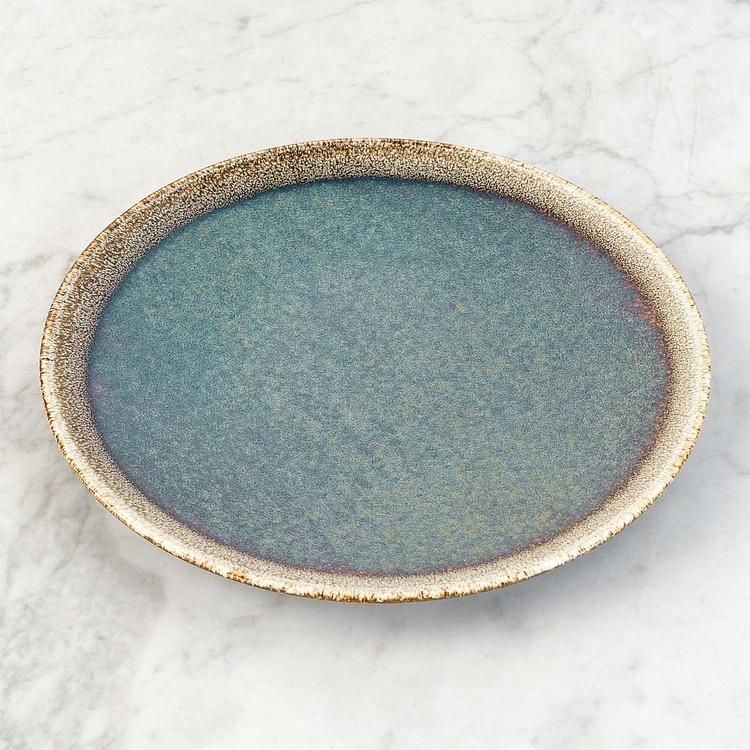 Bloom Blue And Brown Dinner Plate