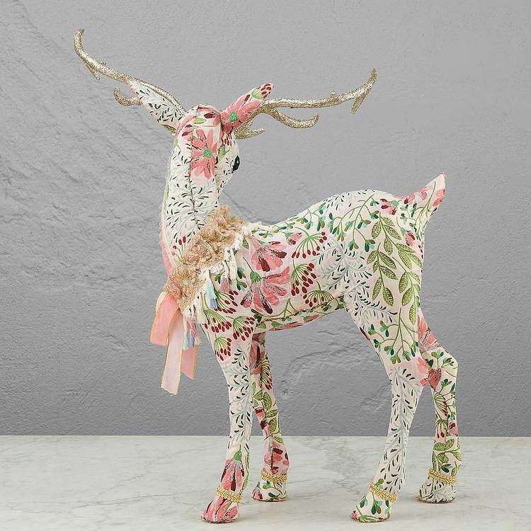 Статуэтка Олень с цветочным узором и золотыми рогами Floral Deer With Golden Horns