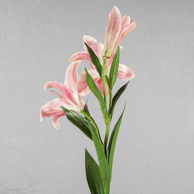 Искусственная лилия Донателло нежно-розовая с белым Donatello Lily Branch Pink White 88 cm