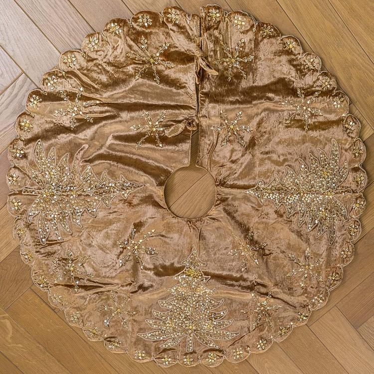 Золотой коврик-юбка под ёлку большой Christmas Tree Skirt Gold 120&nbsp;cm