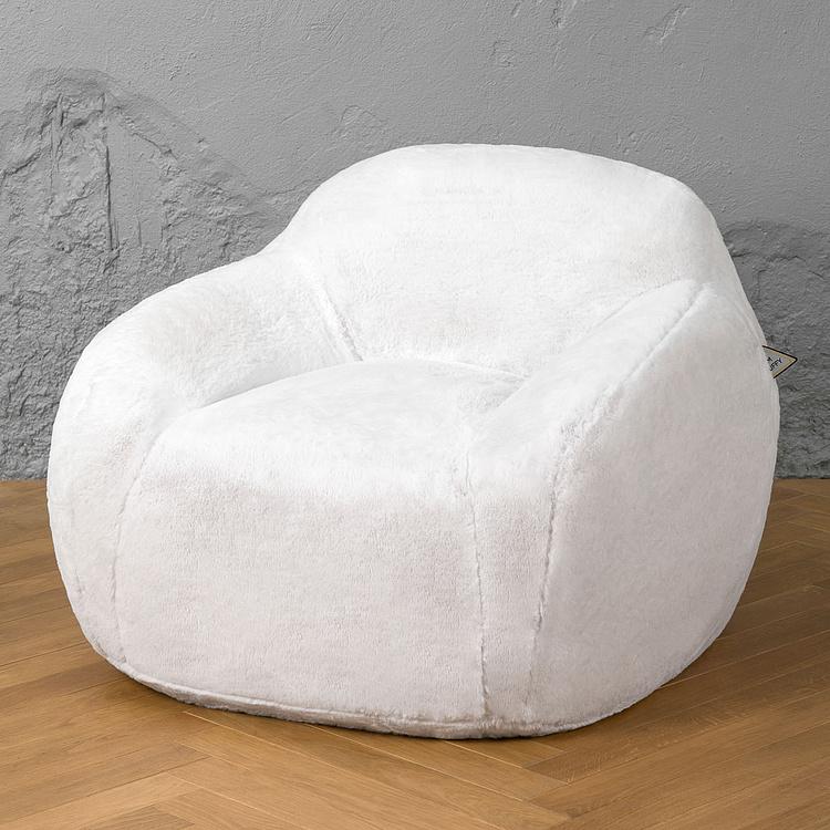 Кресло Snuggy Chair искусственный мех Big Bear White