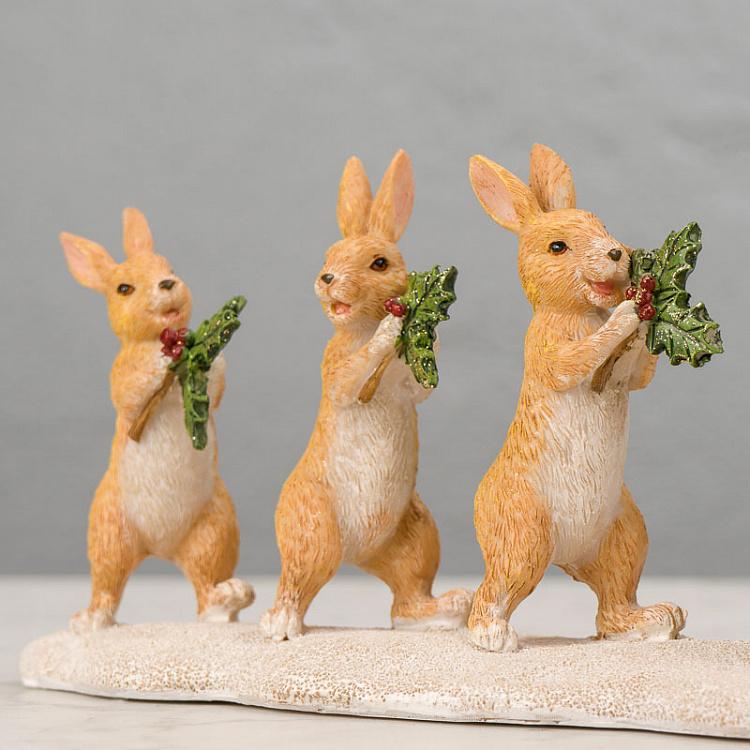 Статуэтка Рождественские зайцы с ёлками Xmas Rabbits With Trees 30 cm