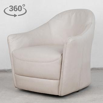 Кресло Francine Swivel Chair натуральная кожа Nappa Crema