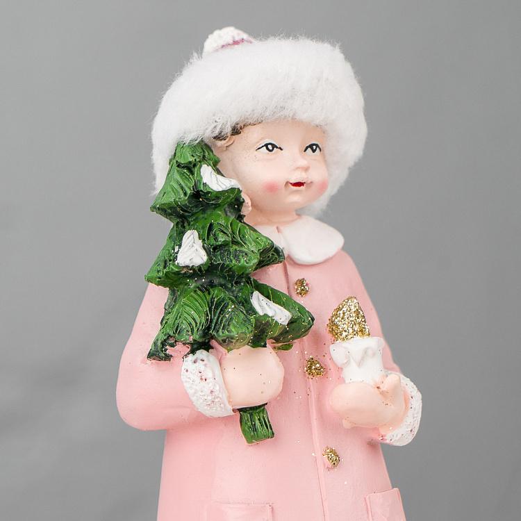 Набор из двух новогодних фигурок Холли и Ева Set Of 2 Figures Holly And Eve Pink 20 cm