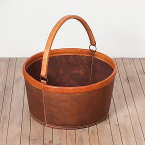 Leather Round Basket