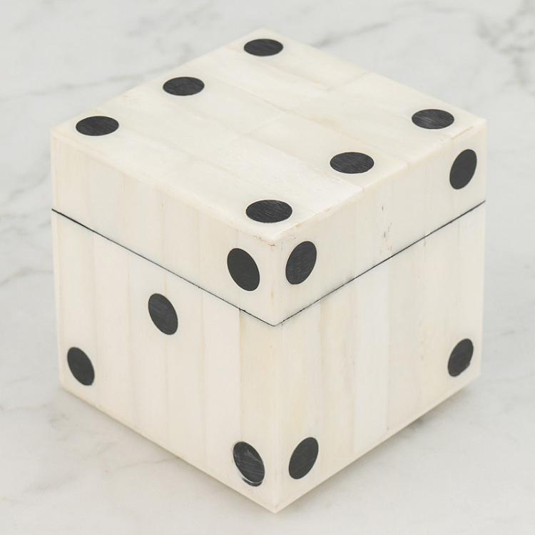 Деревянная шкатулка с пятью игральными костями Wooden White Box With 5 Dices