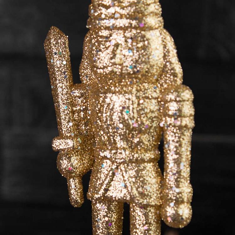 Набор из двух ёлочных игрушек Золотые блестящие щелкунчики Set Of 2 Glitter Nutcrackers Gold 13 cm