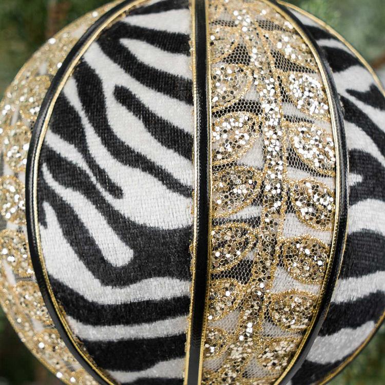 Ёлочная игрушка Королевская зебра Zebra Ball Gold With Crown 17 cm