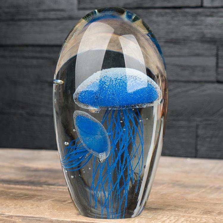 Glass Paperweight 2 Blue Jellyfish