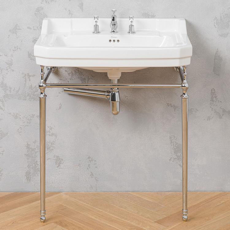 Раковина с подстольем и сифоном цвета хром в Эдвардианском стиле Edwardian Wash Basin With Base And Siphon