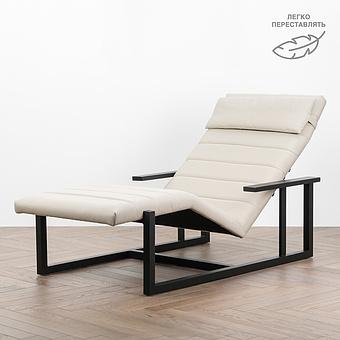 Садовый шезлонг-лежак Roxy Lounger, Black акриловая ткань Light Stone
