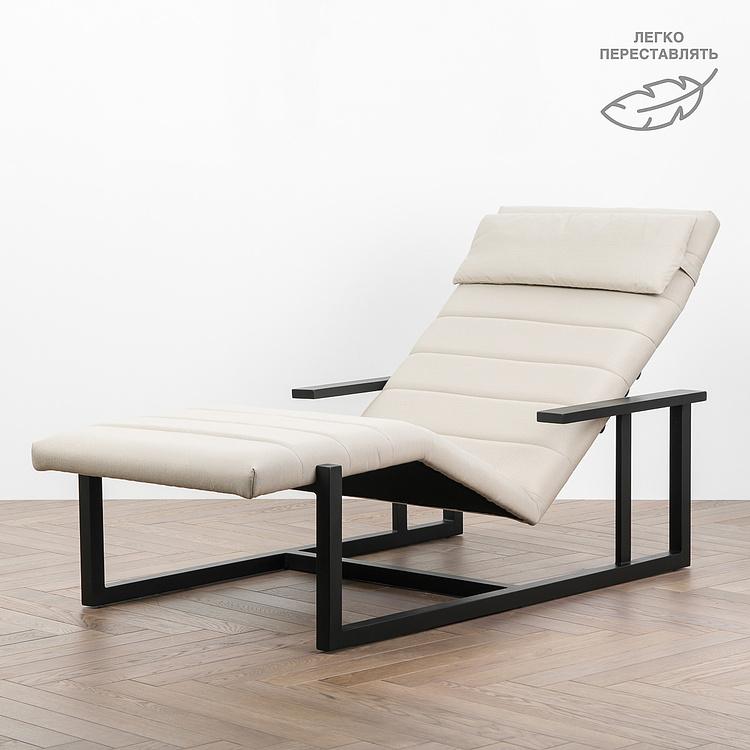 Садовый шезлонг-лежак Roxy Lounger, Black акриловая ткань Light Stone