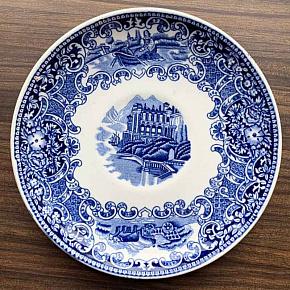Vintage Plate Blue White Medium 8