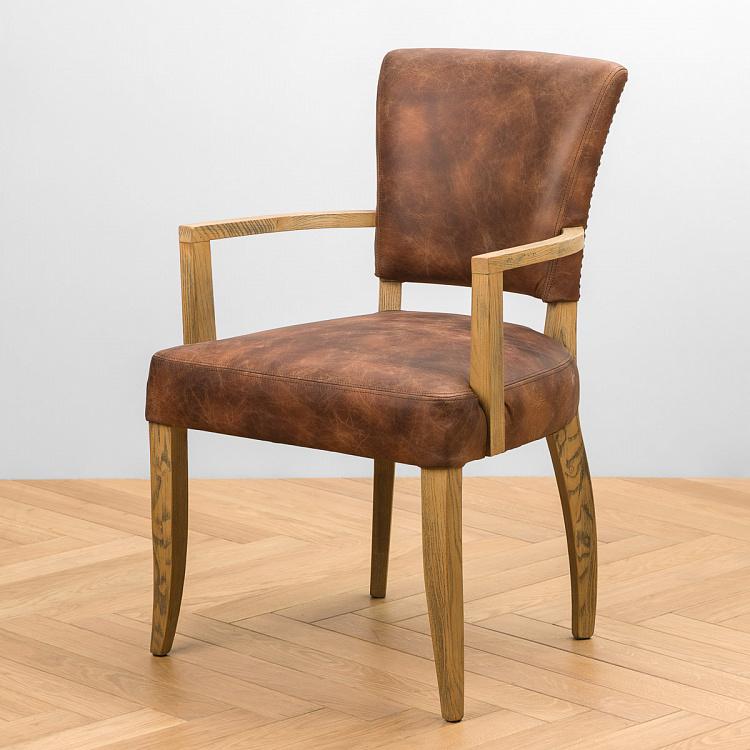 Стул Мами с подлокотниками, светлые ножки Mami Dining Chair With Arms, Oak Brown