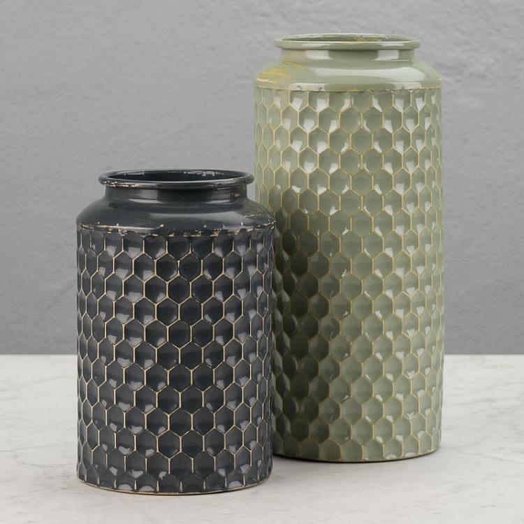 Серо-зелёная металлическая ваза Green Grey Metal Vase